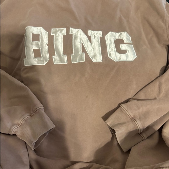 Anine Bing Brown Oversized Sweatshirt with Silver Lettering - Picture 2 of 4